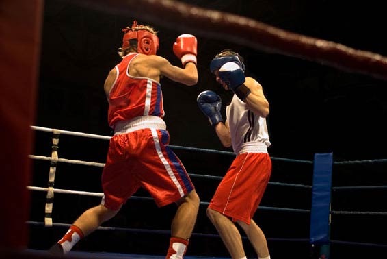 Boxers in the ring during a match